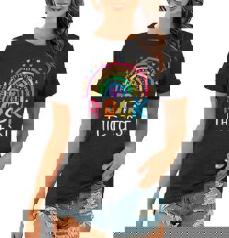 Rock The Test Test Day Teacher Testing Day Rainbow Teacher Women T-shirt | Mazezy