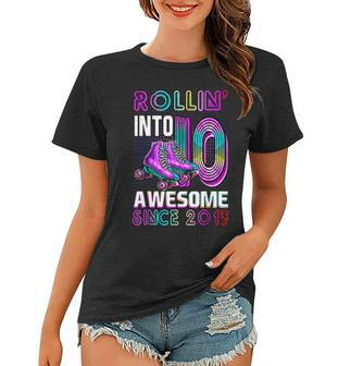 Rollin Into 10 Awesome 2013 Roller Skating 10Th Birthday Women T-shirt - Seseable