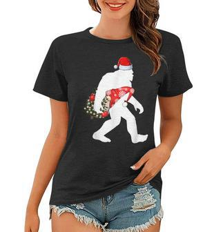 Santa Bigfoot Carrying Gnome Christmas Sasquatch Believe V5 Women T-shirt - Thegiftio UK
