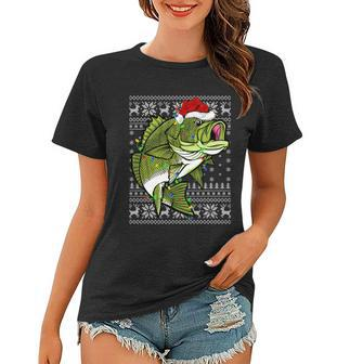 Santa Hat Bass Fish Xmas Lighting Ugly Bass Christmas Funny Gift Women T-shirt - Monsterry AU