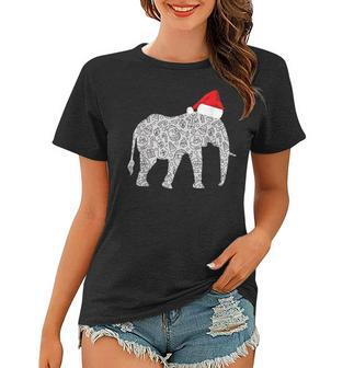 Santa Hat Elephant Christmas T Zoo Animal Lover Gift Women T-shirt - Thegiftio UK