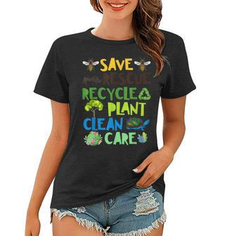 Save Bees Rescue Animals Recycle Plastict Earth Day Women T-shirt | Mazezy