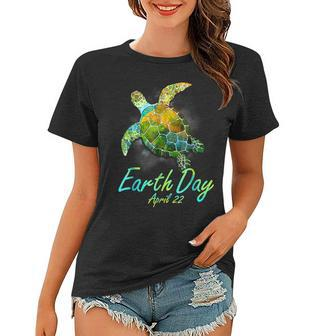 Sea Turtle Planet Funny Love World Environment Earth Day Women T-shirt | Mazezy