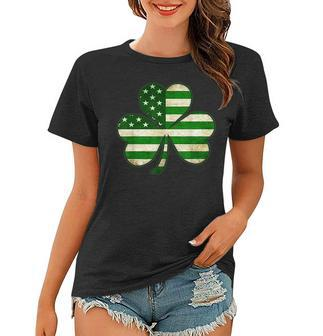 Shamrock Irish American Flag Ireland Flag St Patricks Day V4 Women T-shirt - Seseable