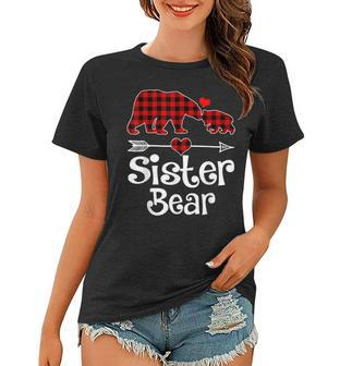 Sister Bear Christmas Pajama Red Plaid Buffalo Matching Xmas Women T-shirt - Thegiftio UK