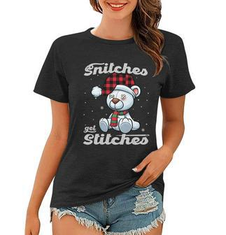 Snitches Get Stitches Elf Xmas Funny Snitches Get Stitches Women T-shirt - Monsterry