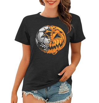 Soccer Player Halloween Pumpkin Skeleton Hallows Day V2 Women T-shirt - Thegiftio UK