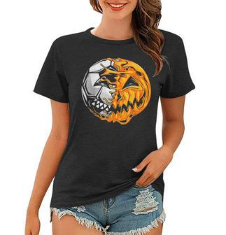 Soccer Player Halloween Pumpkin Skeleton Hallows Day V3 Women T-shirt - Thegiftio UK