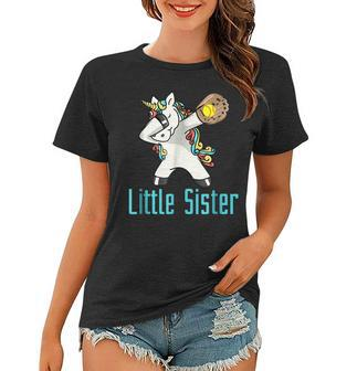 Softball Dabbing Unicorn Little Sister Sibling Women T-shirt | Mazezy