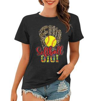 Softball Gigi Leopard Game Day Softball Lover Mothers Day Women T-shirt | Mazezy
