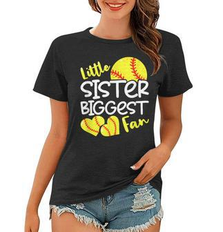 Softball Little Sister Biggest Fan N Girls Women T-shirt | Mazezy