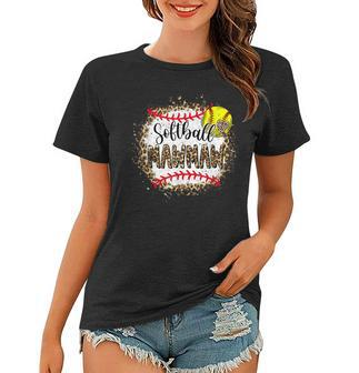 Softball Mawmaw Leopard Bleached Mothers Day Game Day Women T-shirt - Thegiftio UK