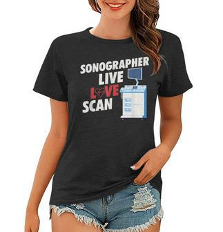 Sonographie Frauen Tshirt: Live Love Scan, Medizinische Ultraschall Technik - Seseable