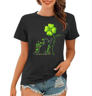 St Patricks Day Black Cat My Lucky Charm Shamrock Women Girl Women T-shirt - Seseable
