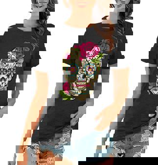 Sugar Skull Day Of The Dead Dia De Los Muertos Flowers Women T-shirt - Thegiftio