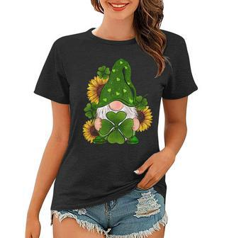 Sunflower Gnome Shamrocks Irish Love St Patricks Day Lucky Women T-shirt - Seseable