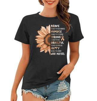 Sunflower Peach Ribbon Uterine Cancer Awareness Women T-shirt - Seseable