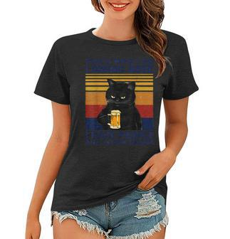 Thats What I Do I Drink Beer I Hate People Black Cat Funny Women T-shirt - Seseable
