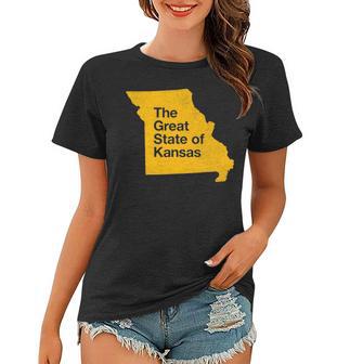 The Great State Of Kansas Missouri Map Women T-shirt - Seseable