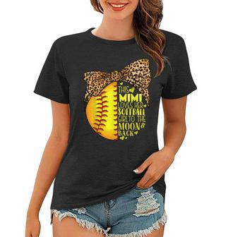 This Mimi Loves Her Softball Girl Mothers Day Leopard Women T-shirt - Seseable