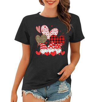 Three Gnomes Holding Hearts Valentines Day Gifts For Her V2 Women T-shirt - Seseable