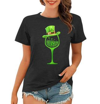Three Wine Glasses Clover Irish Shamrock St Patrick Day V2 Women T-shirt - Thegiftio UK