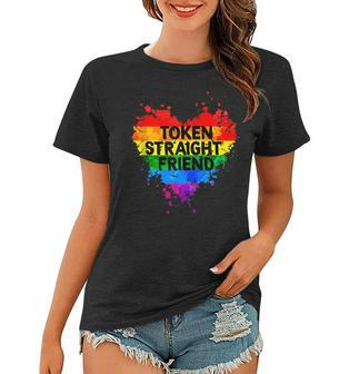 Token Straight Friend Rainbow Colors Heart Gay Pride Lgbtq Women T-shirt - Thegiftio UK