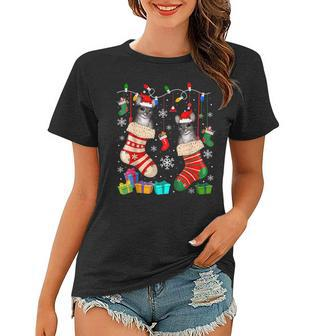Two Santa Chinchilla In Christmas Socks Chinchilla Lover Women T-shirt | Mazezy