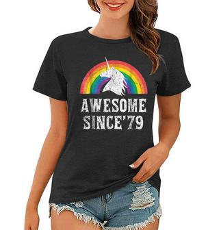 Unicorn 40Th Birthday Gift Rainbow 1979 40 Years Old T Shirt Women T-shirt | Mazezy