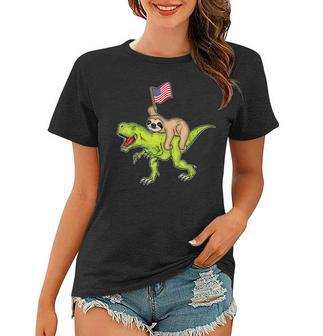 Usa Flag America Dinosaur Sloth Usa 4Th Of July Women T-shirt - Thegiftio UK