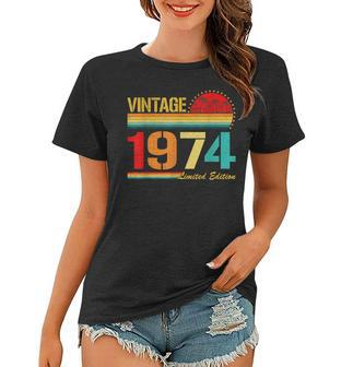 Vintage Born In 1974 Birthday Year Party Wedding Anniversary Women T-shirt - Seseable
