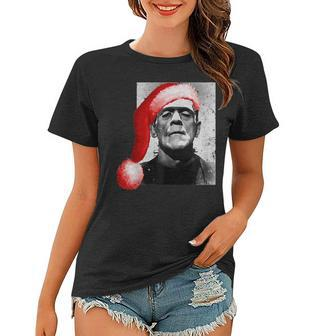 Vintage Christmas Horror Movie Santa Hat Frankenstein Women T-shirt - Thegiftio UK