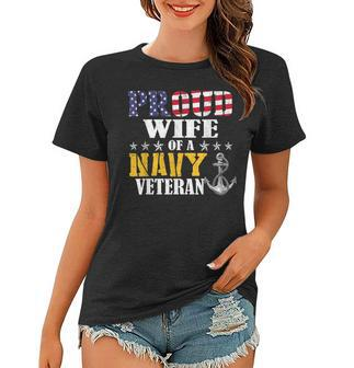 Vintage Proud Wife Of A Navy For Veteran Gifts Women T-shirt - Seseable