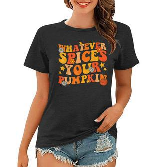 Whatever Spices Your Pumpkin Groovy Fall Autumn Halloween Women T-shirt - Thegiftio UK
