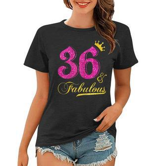 Womens 36 And Fabulous Diamond Crown Happy 36Th Birthday V2 Women T-shirt - Thegiftio UK