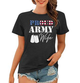 Womens Army Wife Veterans Day Military Patriotic Female Soldier Women T-shirt - Seseable