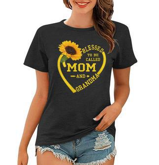 Womens Blessed To Be Called Mom And Grandma Mothers Day Sunflower Women T-shirt - Thegiftio UK