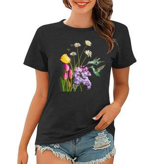 Womens Cute Hummingbird Gift Womens - Hummingbirds Flowers Bees Women T-shirt | Mazezy