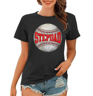 Womens Distressed Baseball Stepdad Men Funny Fathers Day Women T-shirt - Thegiftio UK