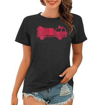 Womens Fire Truck Vintage Fire Fighter Gift Fireman Women T-shirt - Seseable