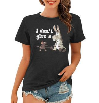 Womens Funny Mouse Walking A Donkey I Dont Give Rats ASs Mouse Women T-shirt | Mazezy