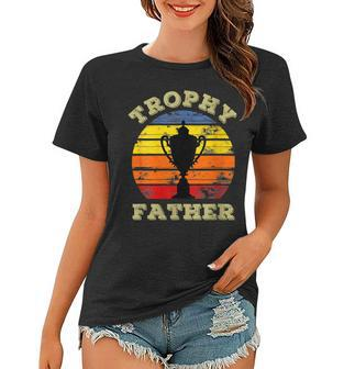 Womens Funny Trophy Father Husband Dad Vintage Sunset Fathers Day Women T-shirt - Thegiftio UK