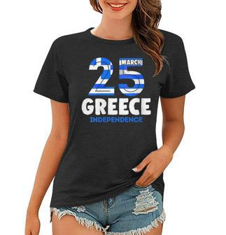 Womens Greek Independence Day 25 March Greece Flag Women T-shirt - Seseable