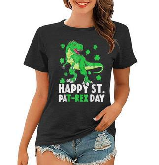 Womens Happy St Pat Rex Dinosaur Saint Patricks Day Women T-shirt - Seseable