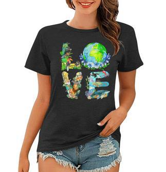 Womens Love World Earth Day 2023 Planet Environmental Animal Women T-shirt | Mazezy