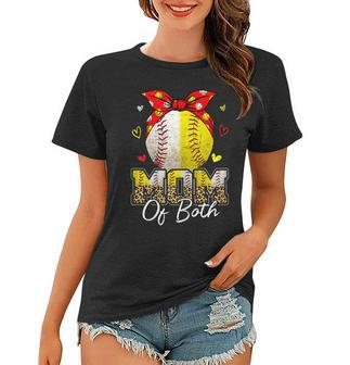 Womens Mom Of Both Baseball And Softball Mom Mothers Day Women T-shirt | Mazezy