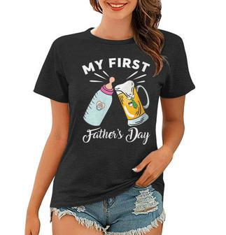 Womens My First Fathers Day New Dad Gifts Matching Father And Baby Women T-shirt - Thegiftio UK