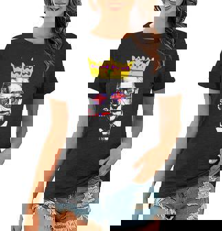 Womens Party King Funny Coronation King Charles Union Jack & Crown Women T-shirt | Mazezy