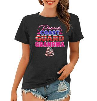 Womens Proud Us Coast Guard Grandma Dog Tags Military Grandmother Women T-shirt - Seseable