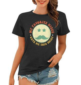 Womens Retro Hippie Face Fathers Day My Favorite Niece Gave Me This Women T-shirt - Thegiftio UK